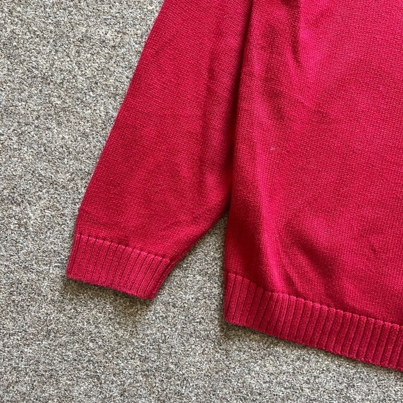 Vintage LL Bean Red V Neck Pullover Sweater Mens Size XL 100% Cotton Long Sleeve - Picture 4 of 12